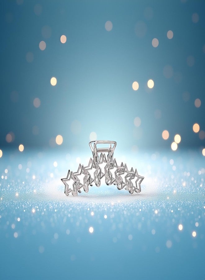 Galepromot مشابك شعر فضية على شكل نجمة، مشابك شعر معدنية كبيرة، مشابك شعر فضية مانعة للانزلاق، مشابك شعر، إكسسوارات شعر للنساء والفتيات، مشابك شعر للشعر الكثيف والخفيف، مشابك شعر ودبابيس شعر. - Image 2